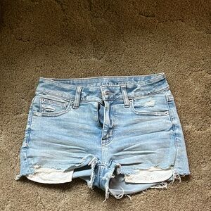 American Eagle Outfitters Blue Distressed Jean Shorts